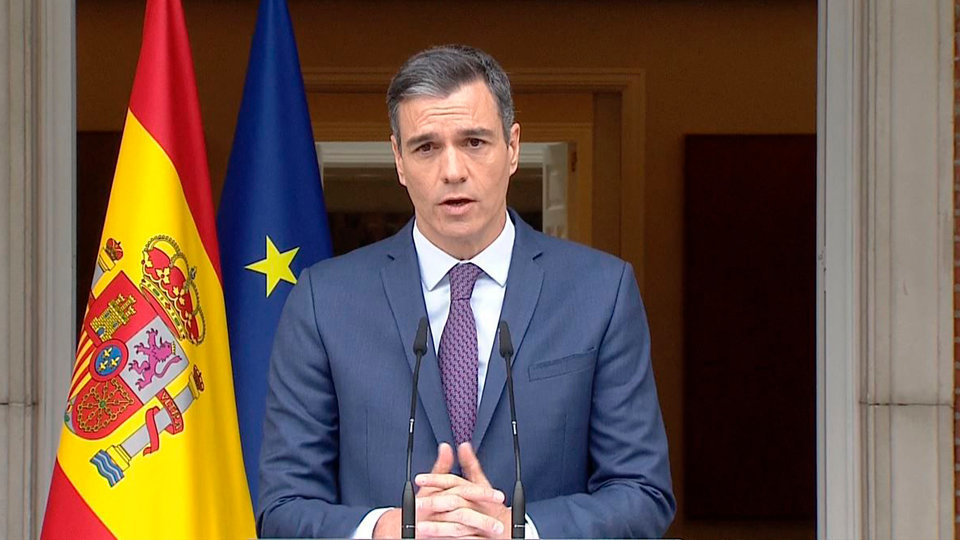 Pedro Sánchez, durante su comparecencia